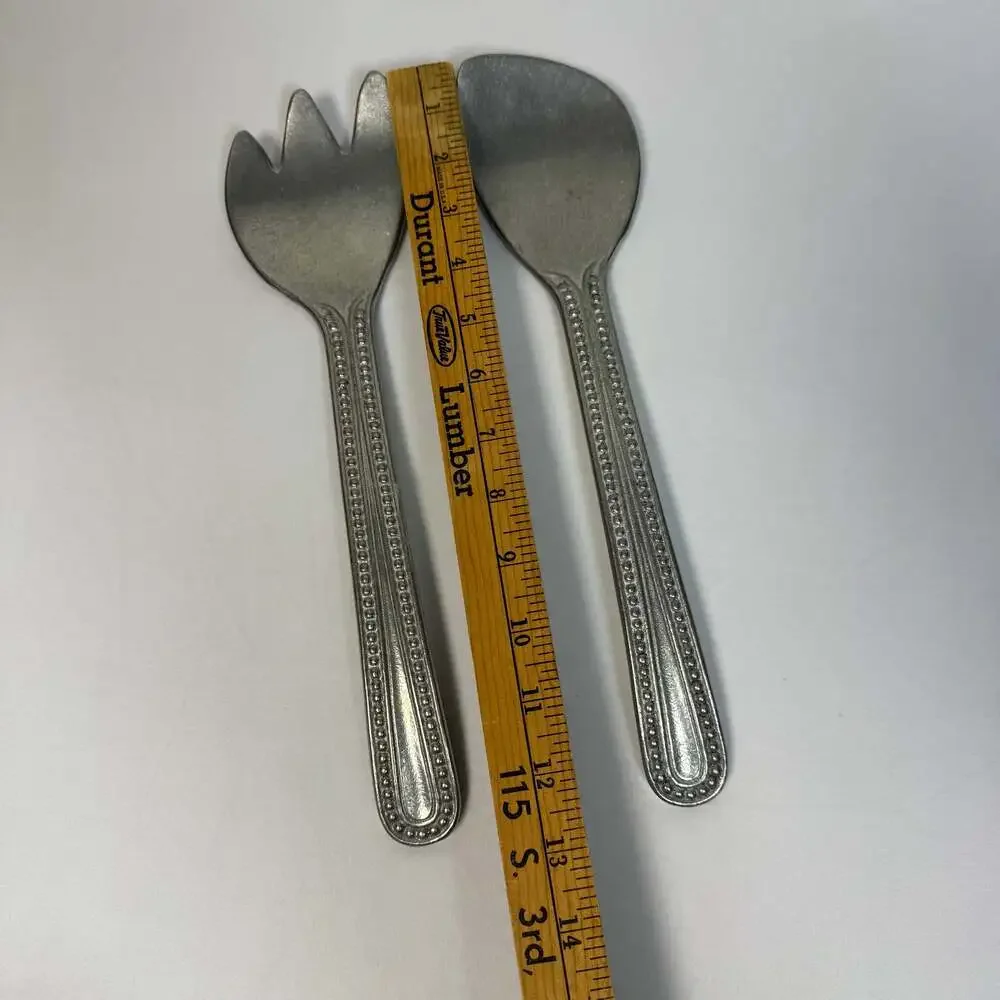 Wilton Armetale Serving Fork And Spoon Flutes And Pearls